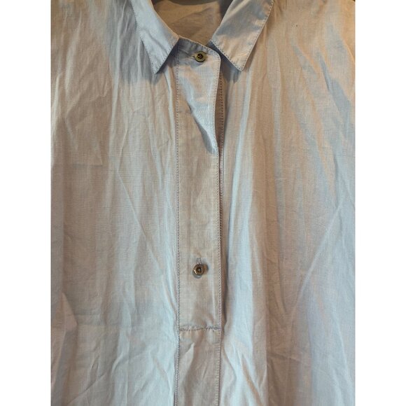 J. Crew Womens 6T Light Blue Short Sleeve Button-Front Blouse Cotton Casual - Picture 2 of 6